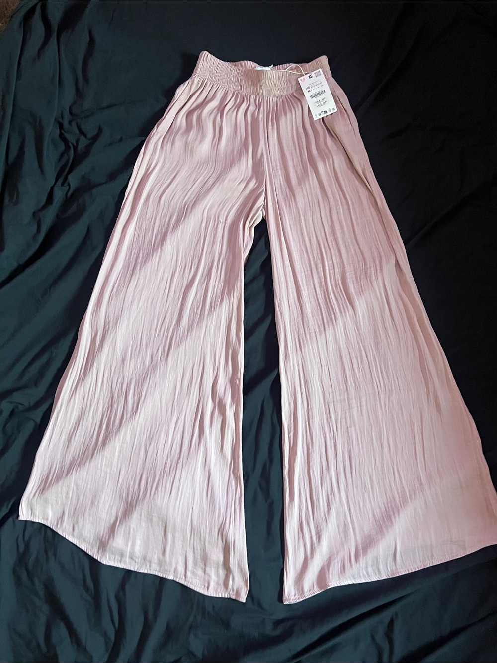 Girls' Pink Wide-Leg Crinkle Pull-On Pants